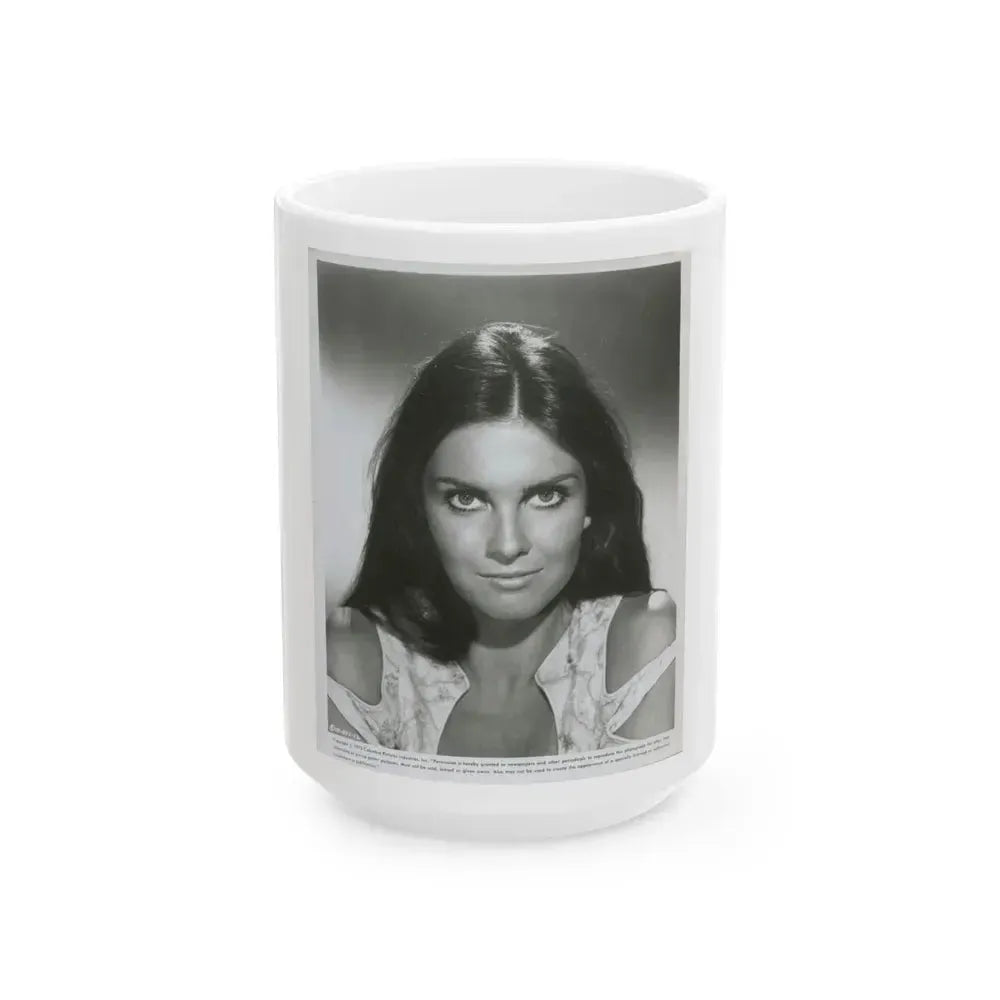 Caroline Munro #395 (Vintage Female Icon) White Coffee Mug 15oz - Go Mug Yourself