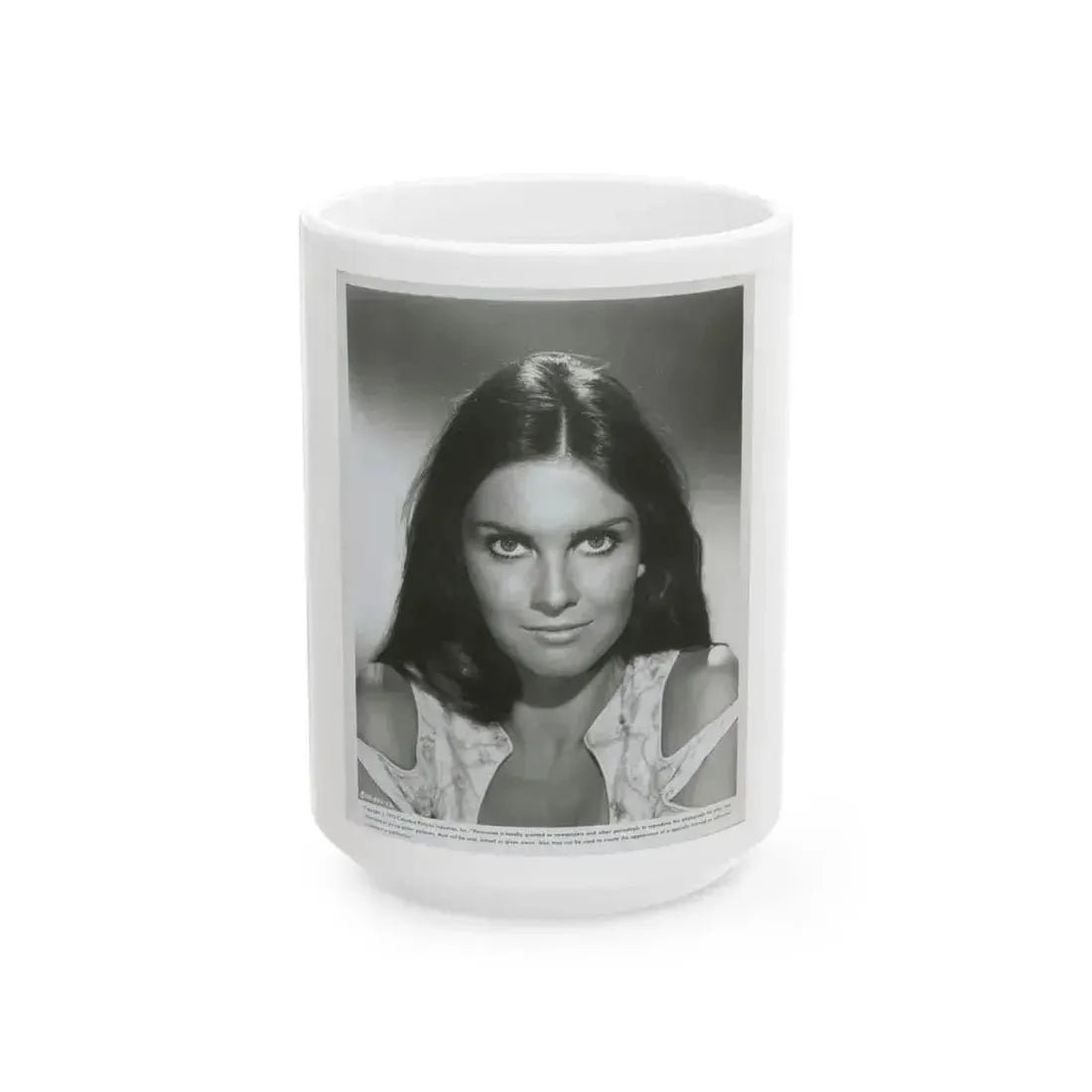 Caroline Munro #395 (Vintage Female Icon) White Coffee Mug 15oz - Go Mug Yourself