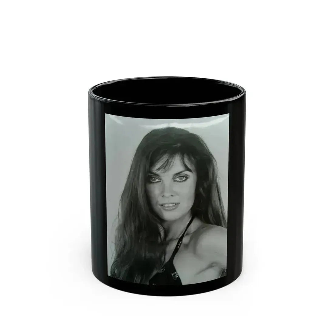 Caroline Munro #398 (Vintage Female Icon) Black Coffee Mug 11oz - Go Mug Yourself