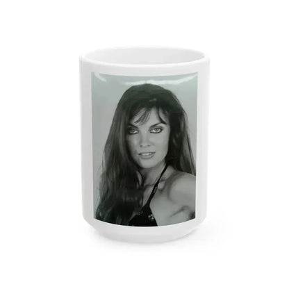 Caroline Munro #398 (Vintage Female Icon) White Coffee Mug 15oz - Go Mug Yourself