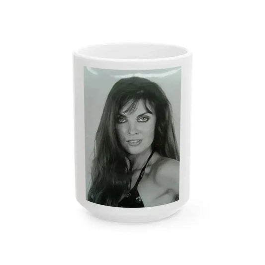 Caroline Munro #398 (Vintage Female Icon) White Coffee Mug 15oz - Go Mug Yourself