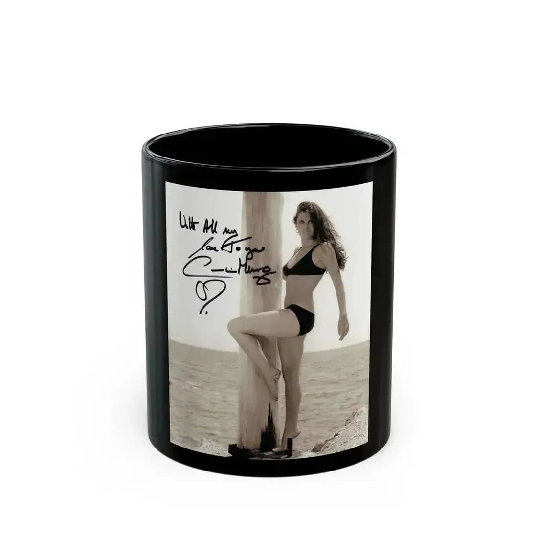 Caroline Munro #403 1 (Vintage Female Icon) Black Coffee Mug 11oz - Go Mug Yourself