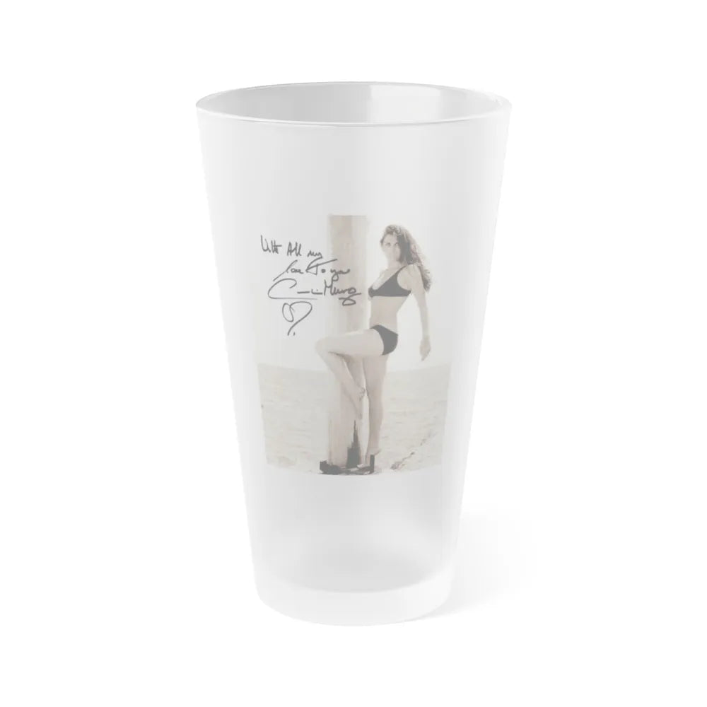 Caroline Munro #403 1 (Vintage Female Icon) Frosted Pint Glass 16oz-16oz-Frosted-Go Mug Yourself