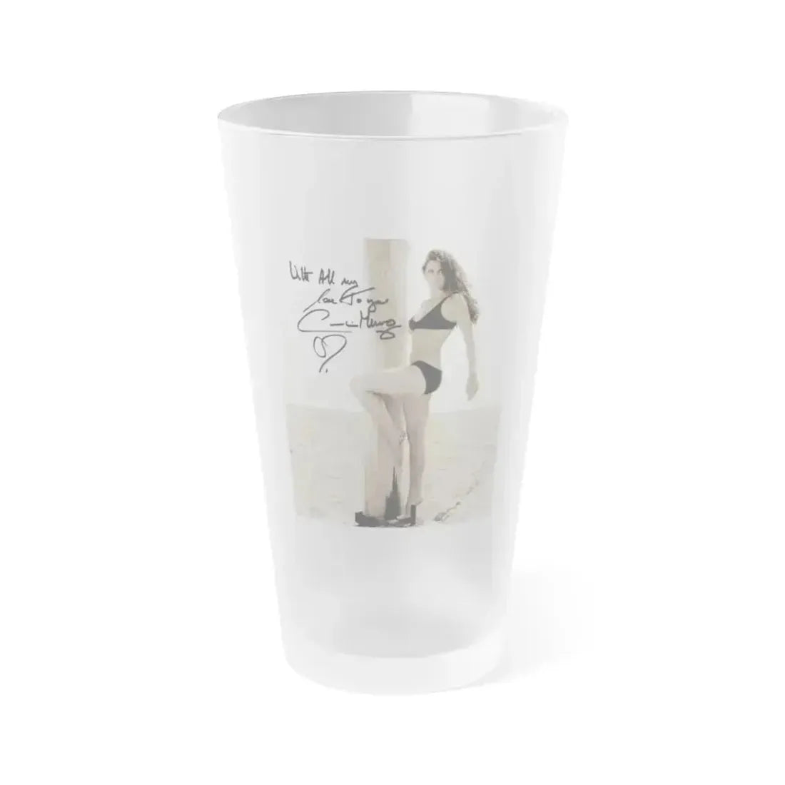 Caroline Munro #403 1 (Vintage Female Icon) Frosted Pint Glass 16oz 16oz Frosted - Go Mug Yourself