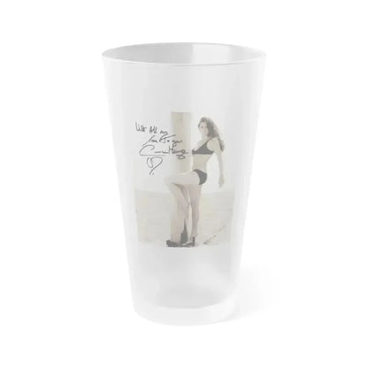 Caroline Munro #403 1 (Vintage Female Icon) Frosted Pint Glass 16oz 16oz Frosted - Go Mug Yourself