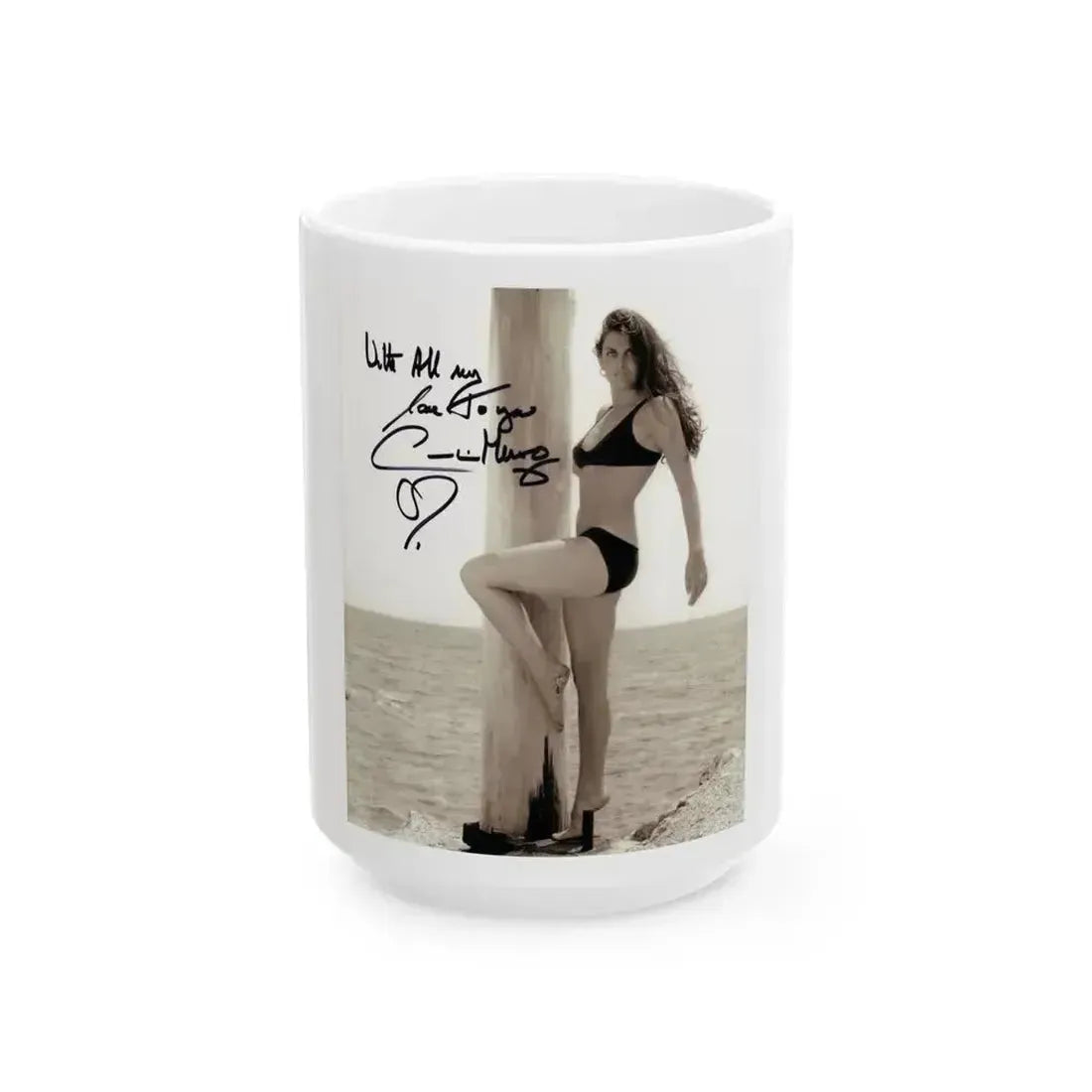 Caroline Munro #403 1 (Vintage Female Icon) White Coffee Mug 15oz - Go Mug Yourself