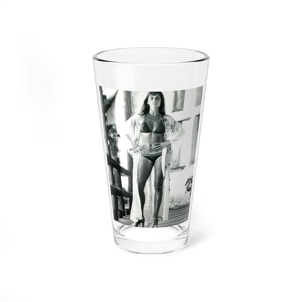 Caroline Munro #408 - 8x10 B&W Full Body in 2-Piece Bikini Photo Re-Strike from 1977 (Vintage Female Icon) Pint Glass 16oz-16oz-Go Mug Yourself