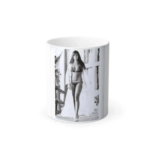 Caroline Munro #409 - 8x10 B&W Full Body in 2-Piece Bikini Photo Original from 1977 (Vintage Female Icon) Color Changing Mug 11oz 11oz - Go Mug Yourself