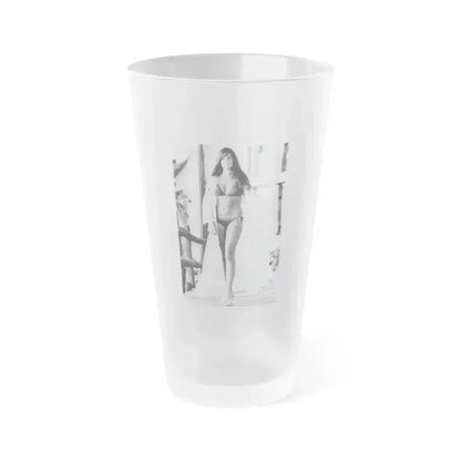 Caroline Munro #409 - 8x10 B&W Full Body in 2-Piece Bikini Photo Original from 1977 (Vintage Female Icon) Frosted Pint Glass 16oz 16oz Frosted - Go Mug Yourself