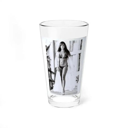 Caroline Munro #409 - 8x10 B&W Full Body in 2-Piece Bikini Photo Original from 1977 (Vintage Female Icon) Pint Glass 16oz 16oz - Go Mug Yourself