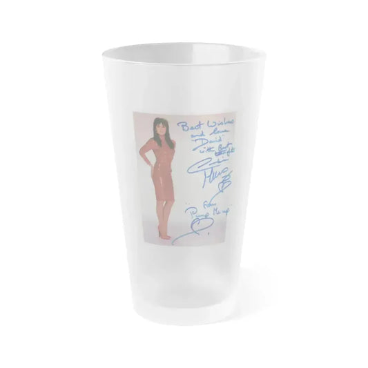 Caroline Munro #42 - 8x10 Color ''Pump Me Up'' '84 song with, Numan Promo Photo Neg Struck re-print (Vintage Female Icon) Frosted Pint Glass 16oz 16oz Frosted - Go Mug Yourself