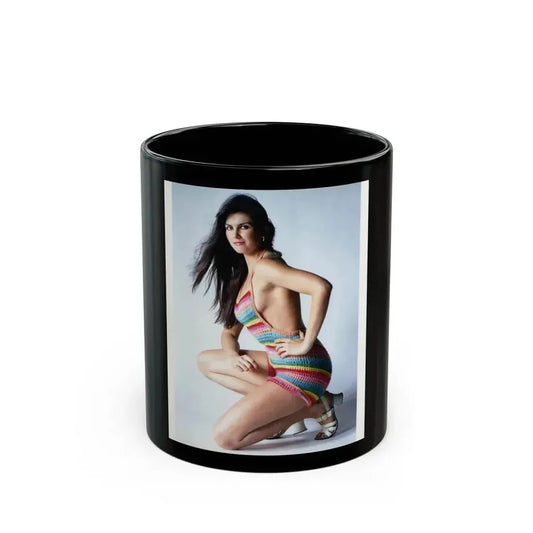 Caroline Munro #53 - 8x10 Color Full Body Glamour Photo Re-Strike from 70's (Vintage Female Icon) Black Coffee Mug 11oz - Go Mug Yourself