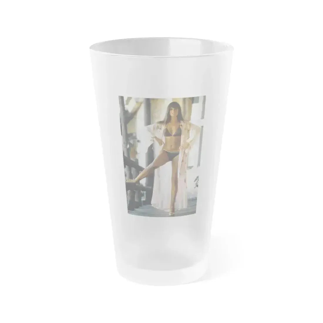 Caroline Munro #61 (Vintage Female Icon) Frosted Pint Glass 16oz 16oz Frosted - Go Mug Yourself