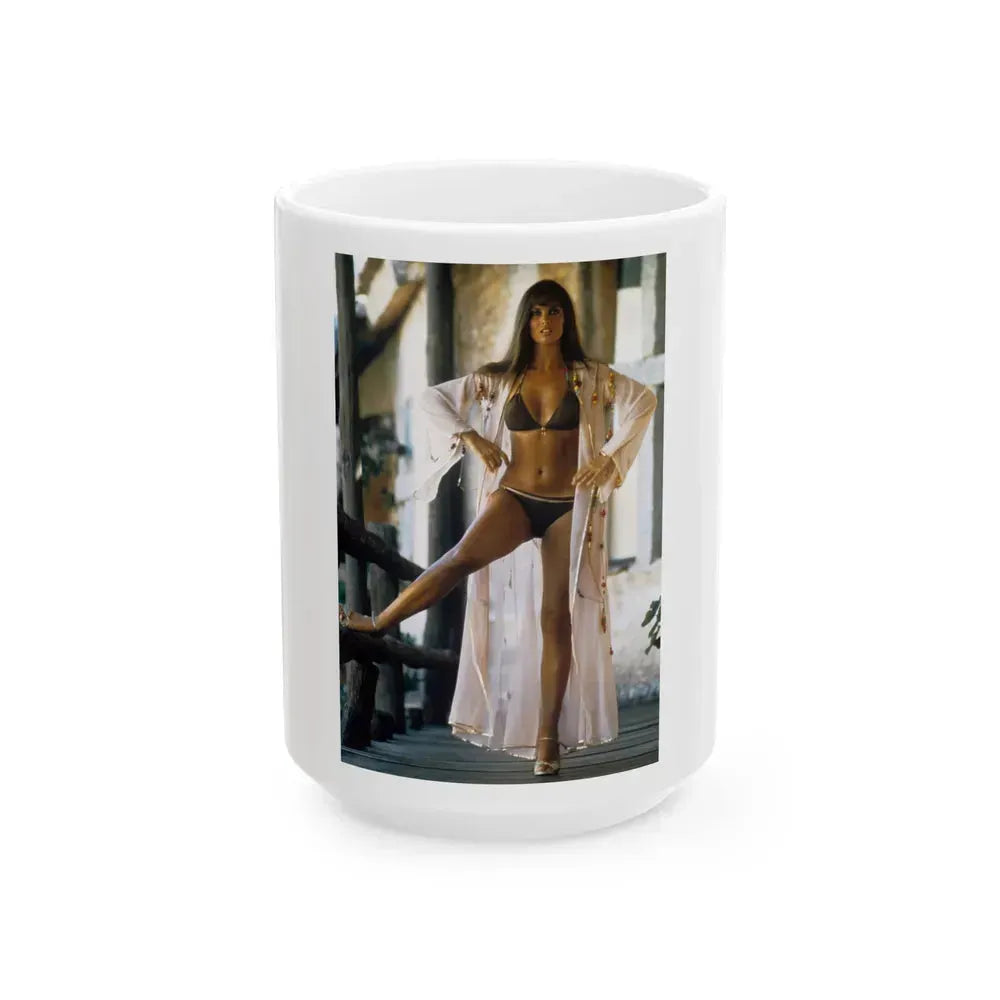 Caroline Munro #61 (Vintage Female Icon) White Coffee Mug 15oz - Go Mug Yourself