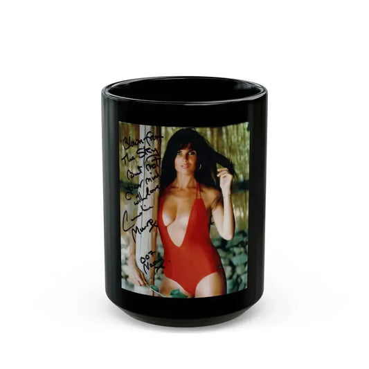 Caroline Munro #66 (Vintage Female Icon) Black Coffee Mug 15oz - Go Mug Yourself