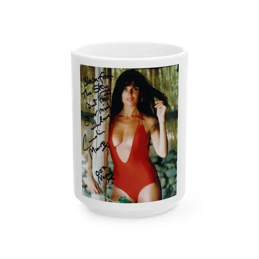 Caroline Munro #66 (Vintage Female Icon) White Coffee Mug 15oz - Go Mug Yourself