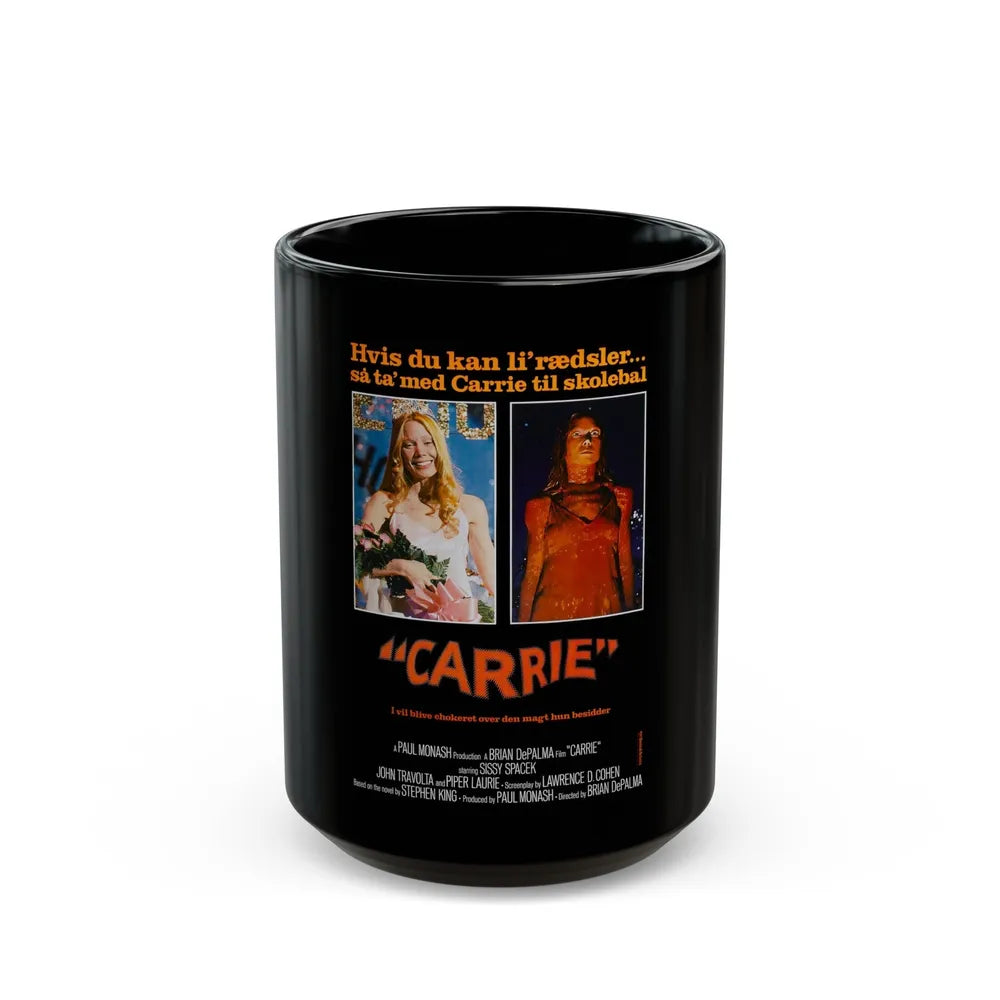 CARRIE (DANISH) 1976 Movie Poster - Black Coffee Mug-15oz-Go Mug Yourself