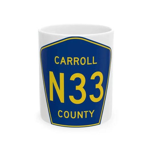 Carroll County Route N33 IA (Iowa) (Road Sign) White Coffee Mug 11oz - Go Mug Yourself