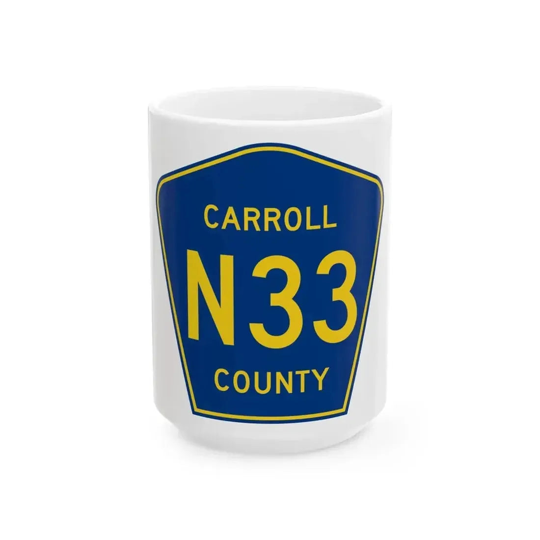 Carroll County Route N33 IA (Iowa) (Road Sign) White Coffee Mug 15oz - Go Mug Yourself