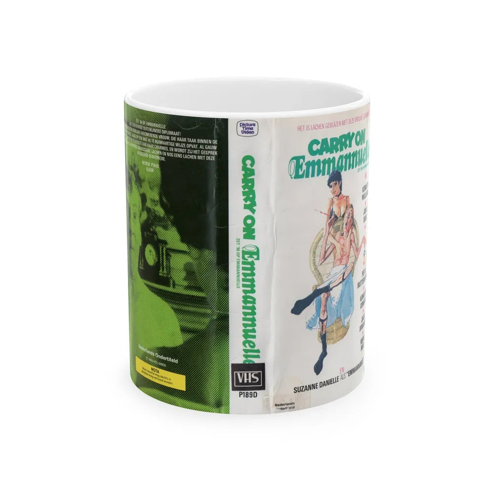 CARRY ON EMMANNUELLE (VHS COVER) - White Coffee Mug-11oz-Go Mug Yourself