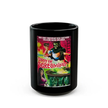 CARRY ON SCREAMING 1966 Movie Poster - Black Coffee Mug 15oz - Go Mug Yourself