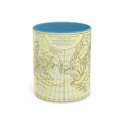 Carte Generale des Decouvertes de l'Amiral de Fonte (1762) (Map) Accent Coffee Mug 11oz Light Blue - Go Mug Yourself