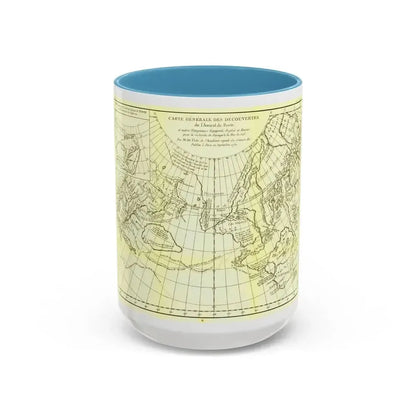 Carte Generale des Decouvertes de l'Amiral de Fonte (1762) (Map) Accent Coffee Mug 15oz Light Blue - Go Mug Yourself