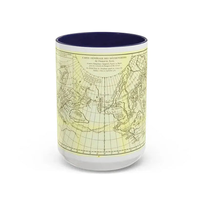 Carte Generale des Decouvertes de l'Amiral de Fonte (1762) (Map) Accent Coffee Mug 15oz Navy - Go Mug Yourself