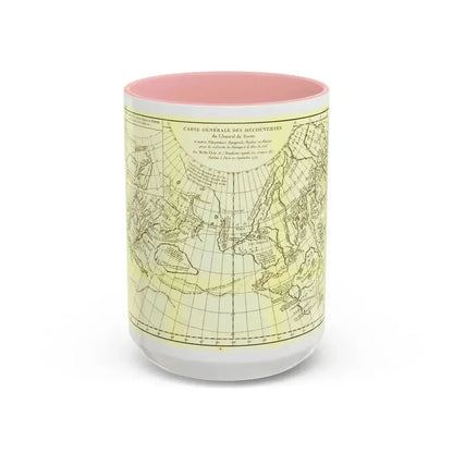 Carte Generale des Decouvertes de l'Amiral de Fonte (1762) (Map) Accent Coffee Mug 15oz Pink - Go Mug Yourself