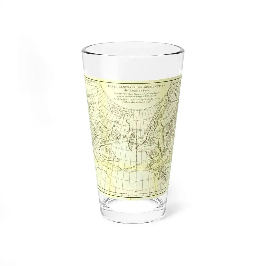 Carte Generale des Decouvertes de l'Amiral de Fonte (1762) (Map) Pint Glass 16oz 16oz - Go Mug Yourself