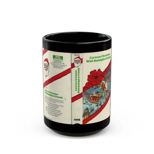 CARTOON CHRISTMAS WITH RUDOLPH AND FRIENDS (VHS COVER) - Black Coffee Mug-15oz-Go Mug Yourself