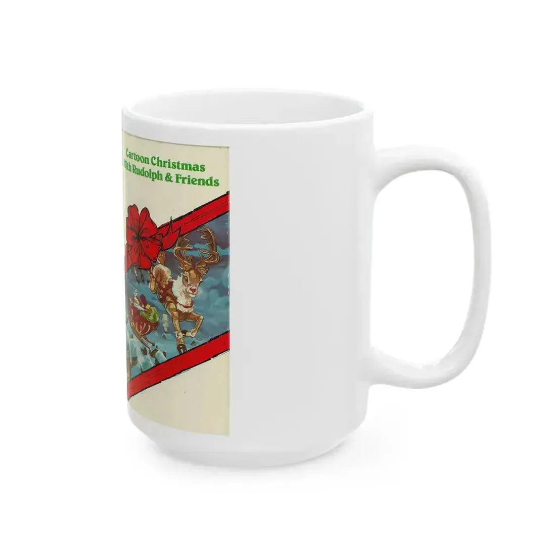 CARTOON CHRISTMAS WITH RUDOLPH AND FRIENDS (VHS COVER) - White Coffee Mug - Go Mug Yourself