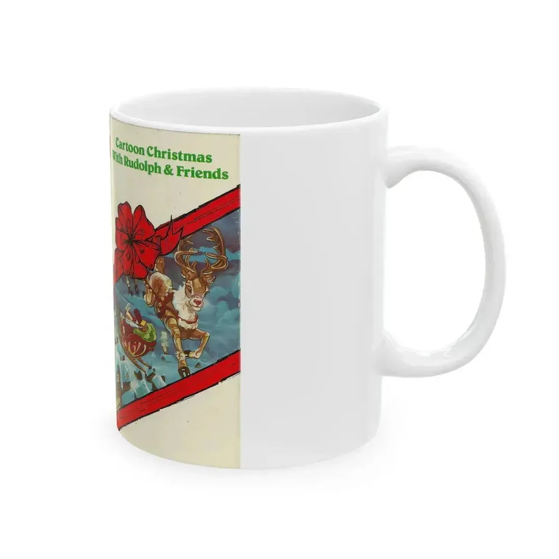 CARTOON CHRISTMAS WITH RUDOLPH AND FRIENDS (VHS COVER) - White Coffee Mug - Go Mug Yourself