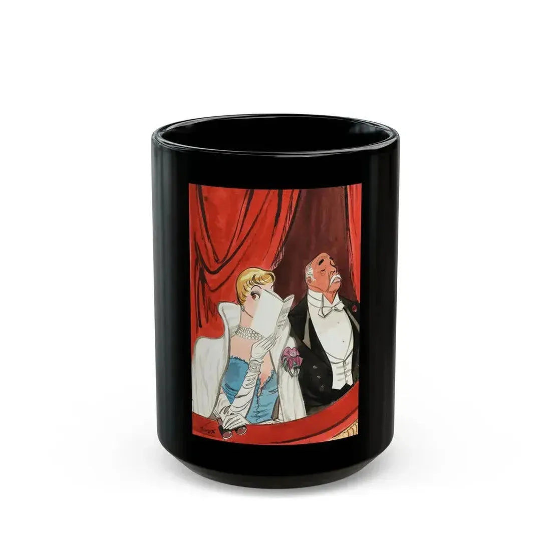 Cartoon illustration, King Features Syndicate, March 19, 1947 - Black Coffee Mug 15oz - Go Mug Yourself
