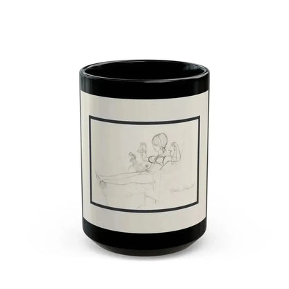 Cartoon Preliminary Pencil Illustration (1) - Black Coffee Mug 15oz - Go Mug Yourself