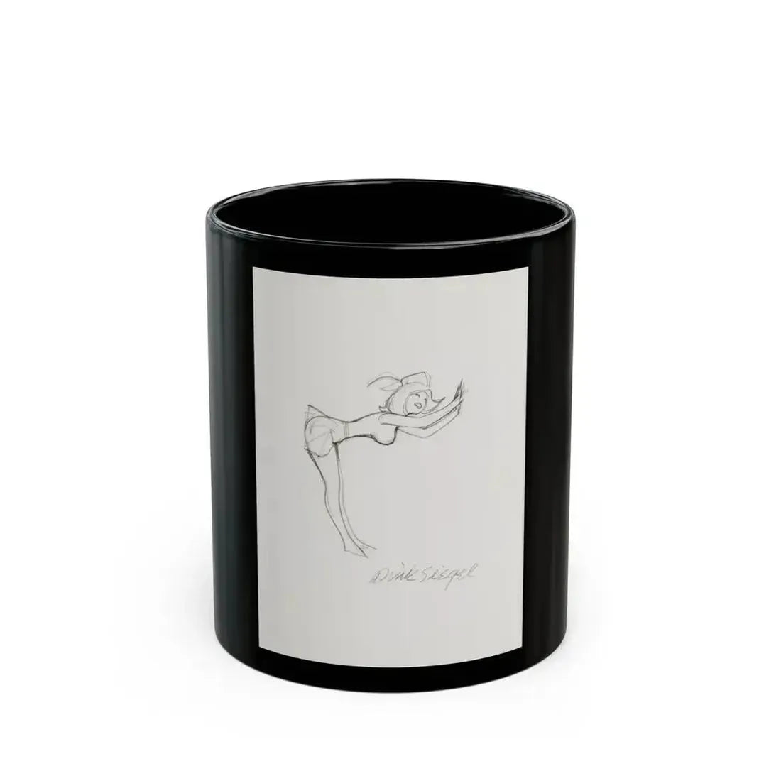 Cartoon Preliminary Pencil Illustration (2) - Black Coffee Mug 11oz - Go Mug Yourself