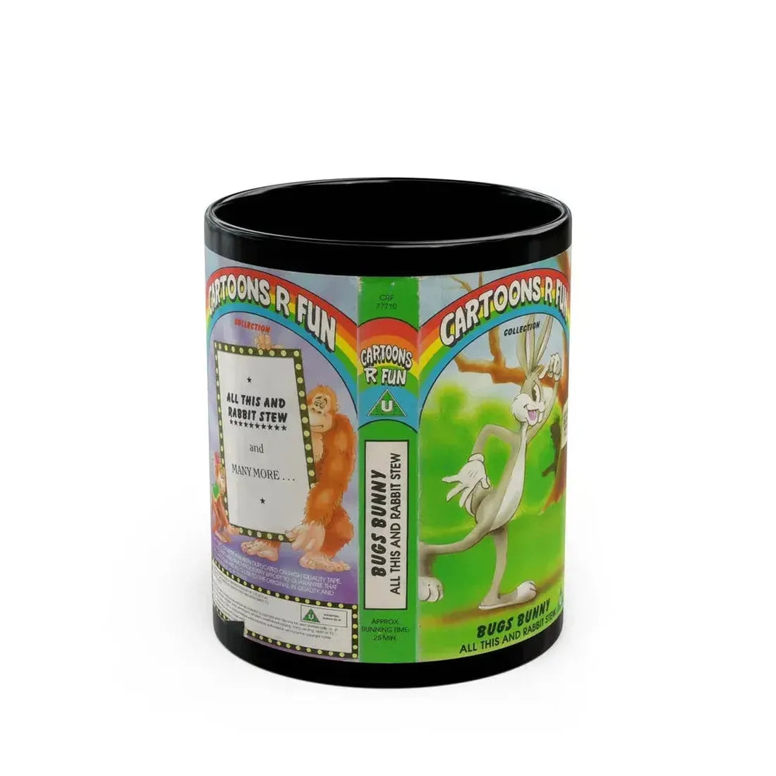 CARTOONS R FUN COLLECTION BUGS BUNNY (VHS COVER) - Black Coffee Mug 11oz - Go Mug Yourself