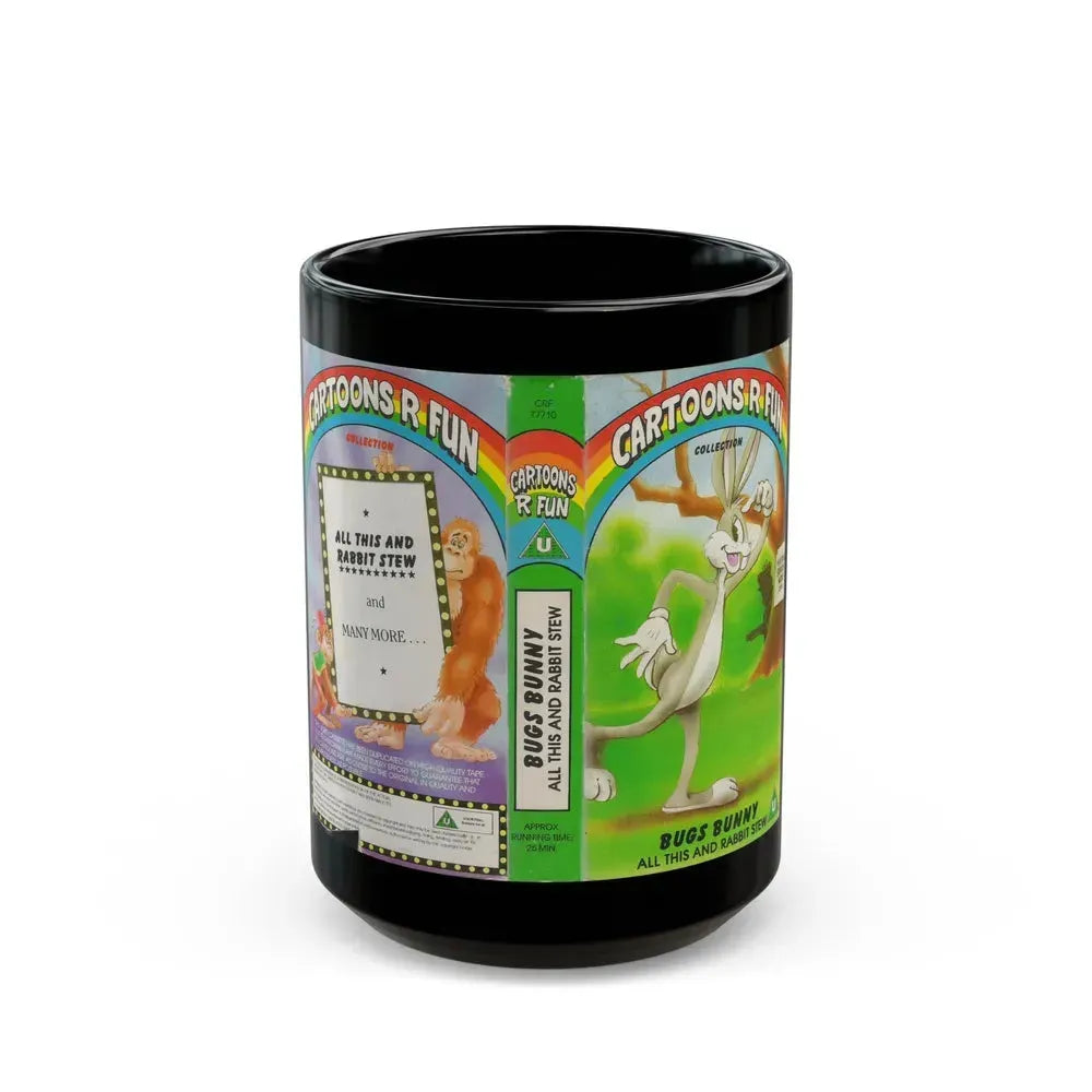 CARTOONS R FUN COLLECTION BUGS BUNNY (VHS COVER) - Black Coffee Mug 15oz - Go Mug Yourself