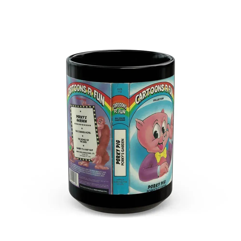 CARTOONS R FUN COLLECTION PORKYS GARDEN (VHS COVER) - Black Coffee Mug 15oz - Go Mug Yourself