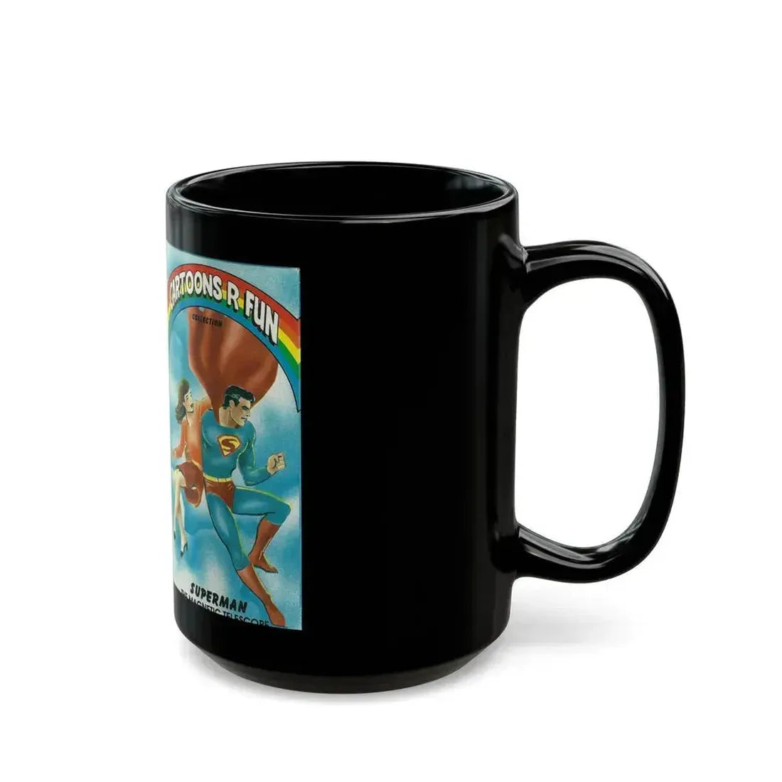 CARTOONS R FUN COLLECTION SUPERMAN THE MAGNETIC TELESCOPE (VHS COVER) - Black Coffee Mug - Go Mug Yourself
