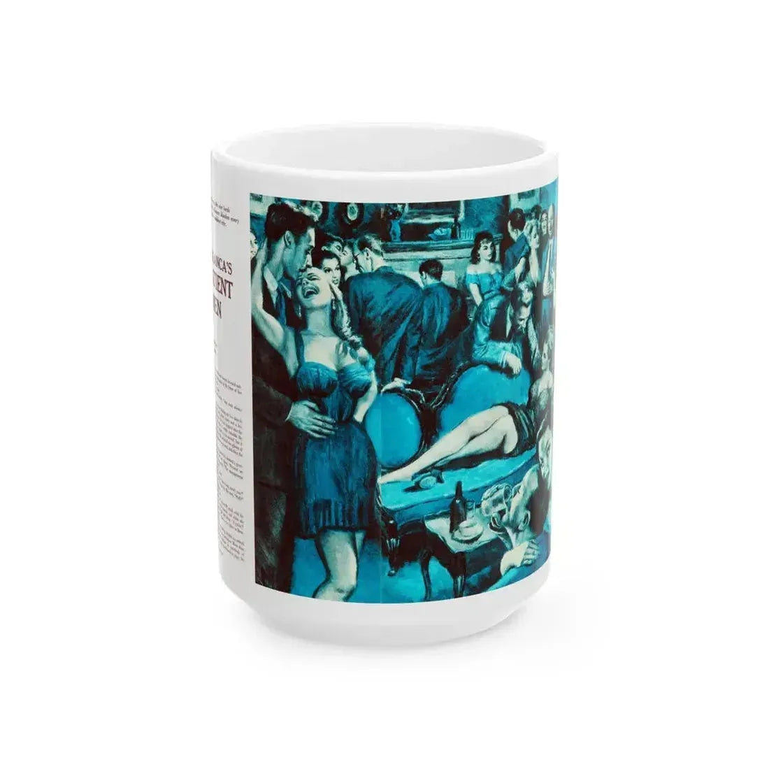 Casablanca's Impatient Women, Men magazine, c. 1958 - White Coffee Mug 15oz - Go Mug Yourself