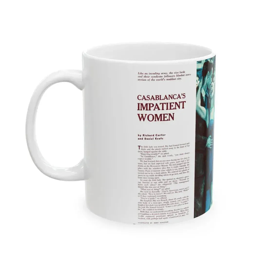 Casablanca's Impatient Women, Men magazine, c. 1958 - White Coffee Mug - Go Mug Yourself