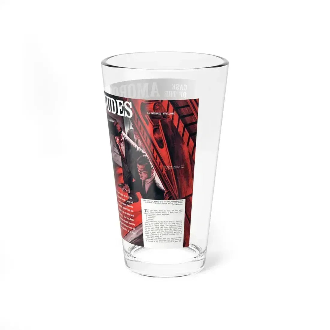 Case of the Amorous Nudes, Stag magazine, December 1963 (Magazine Illustration) Pint Glass 16oz - Go Mug Yourself