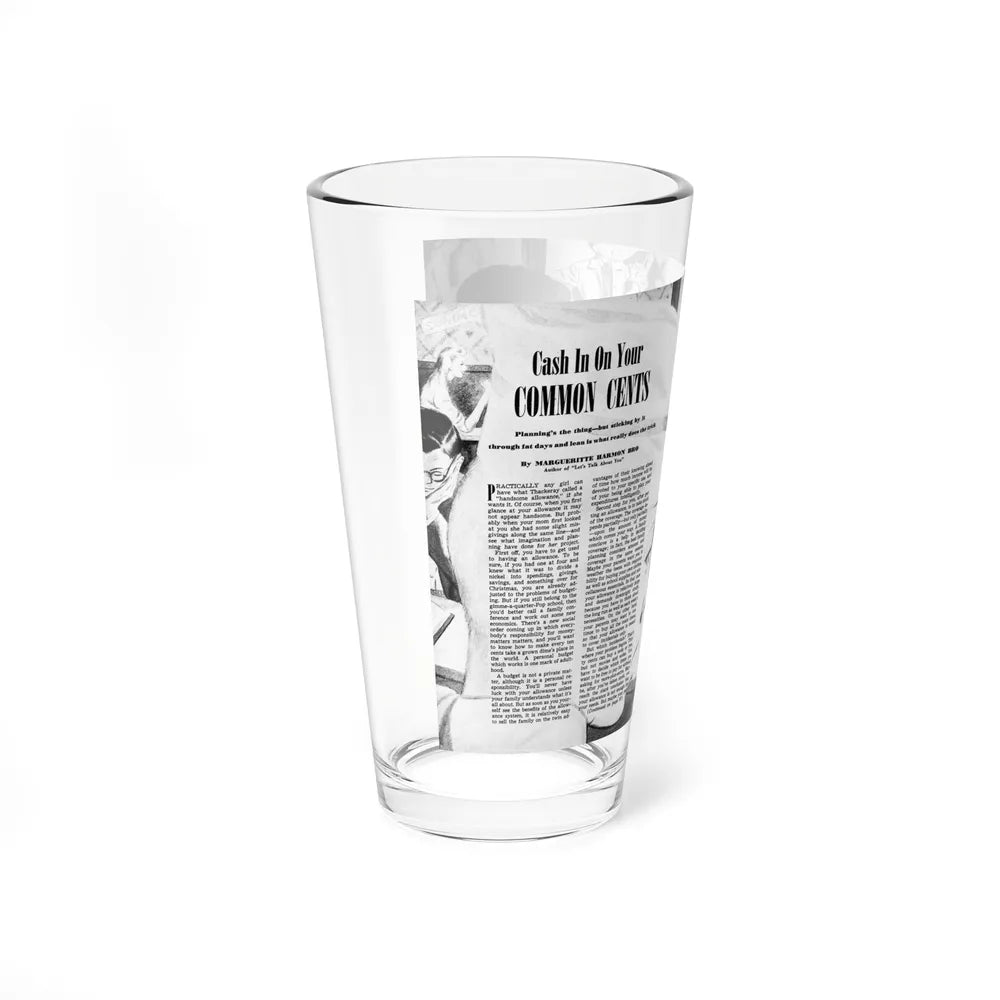 Cash In On Your Common Cents, Calling All Girls, January 1946 (Magazine Illustration) Pint Glass 16oz-Go Mug Yourself