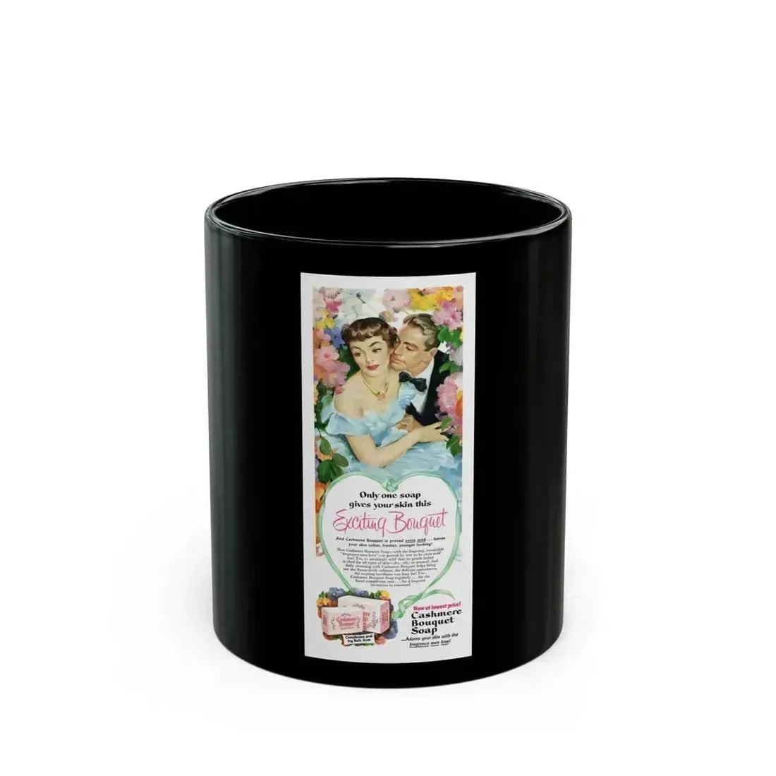 Cashmere Bouquet Soap ad, McCall's, February 1953 - Black Coffee Mug 11oz - Go Mug Yourself