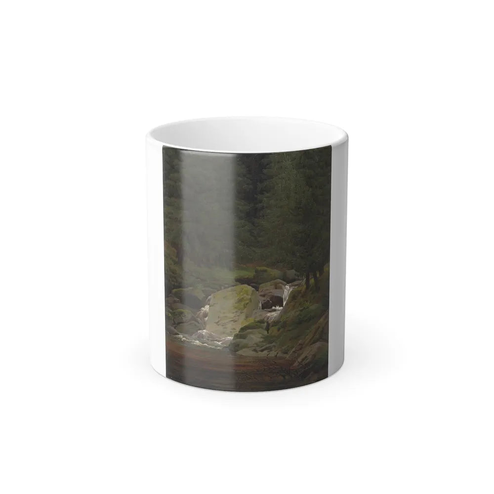 Caspar David Friedrich (1774-1840) Tannen am Wasserfall (The Evergreens by the Waterfall) - Color Changing Mug 11oz-11oz-Go Mug Yourself