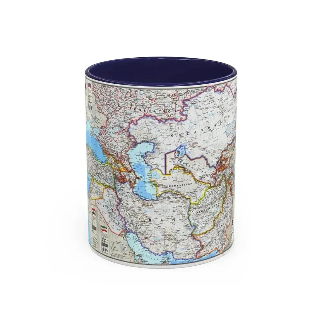 Caspian Region- Promise and Peril (1999) (Map) Accent Coffee Mug 11oz Navy - Go Mug Yourself