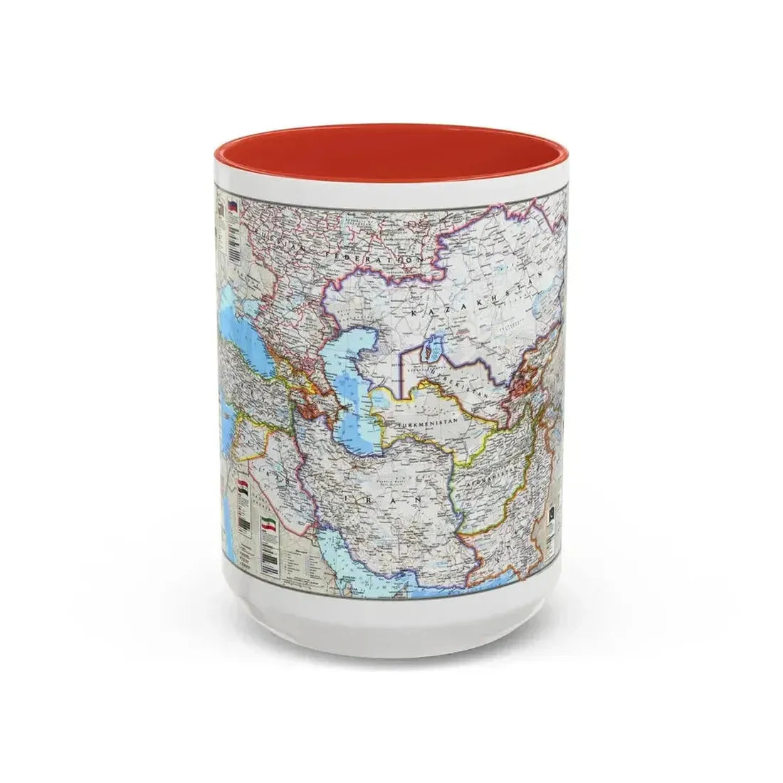 Caspian Region- Promise and Peril (1999) (Map) Accent Coffee Mug 15oz Red - Go Mug Yourself