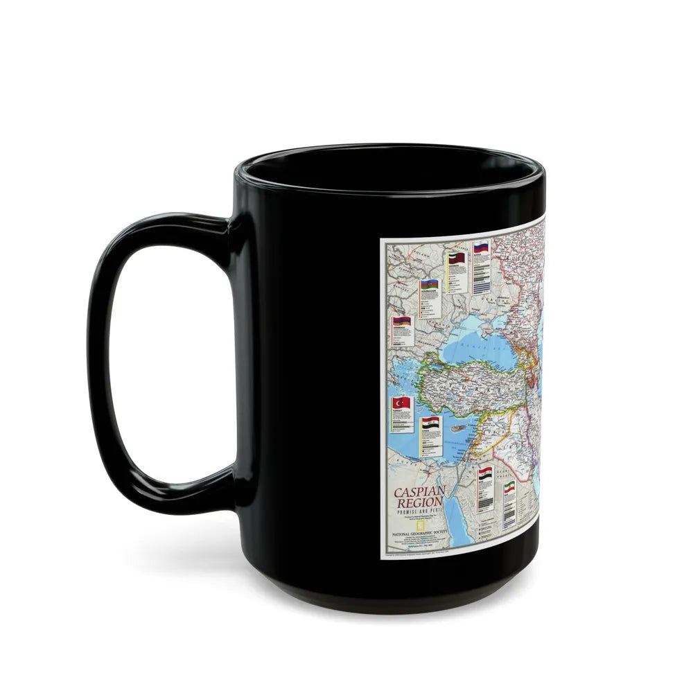 Caspian Region- Promise and Peril (1999) (Map) Black Coffee Mug-Go Mug Yourself