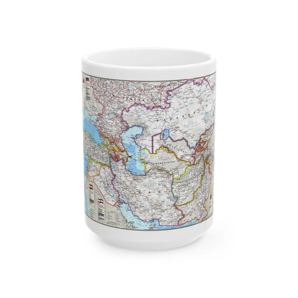 Caspian Region- Promise and Peril (1999) (Map) White Coffee Mug-15oz-Go Mug Yourself